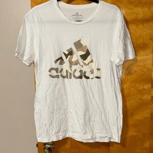 Adidas White Tee with Camo Logo